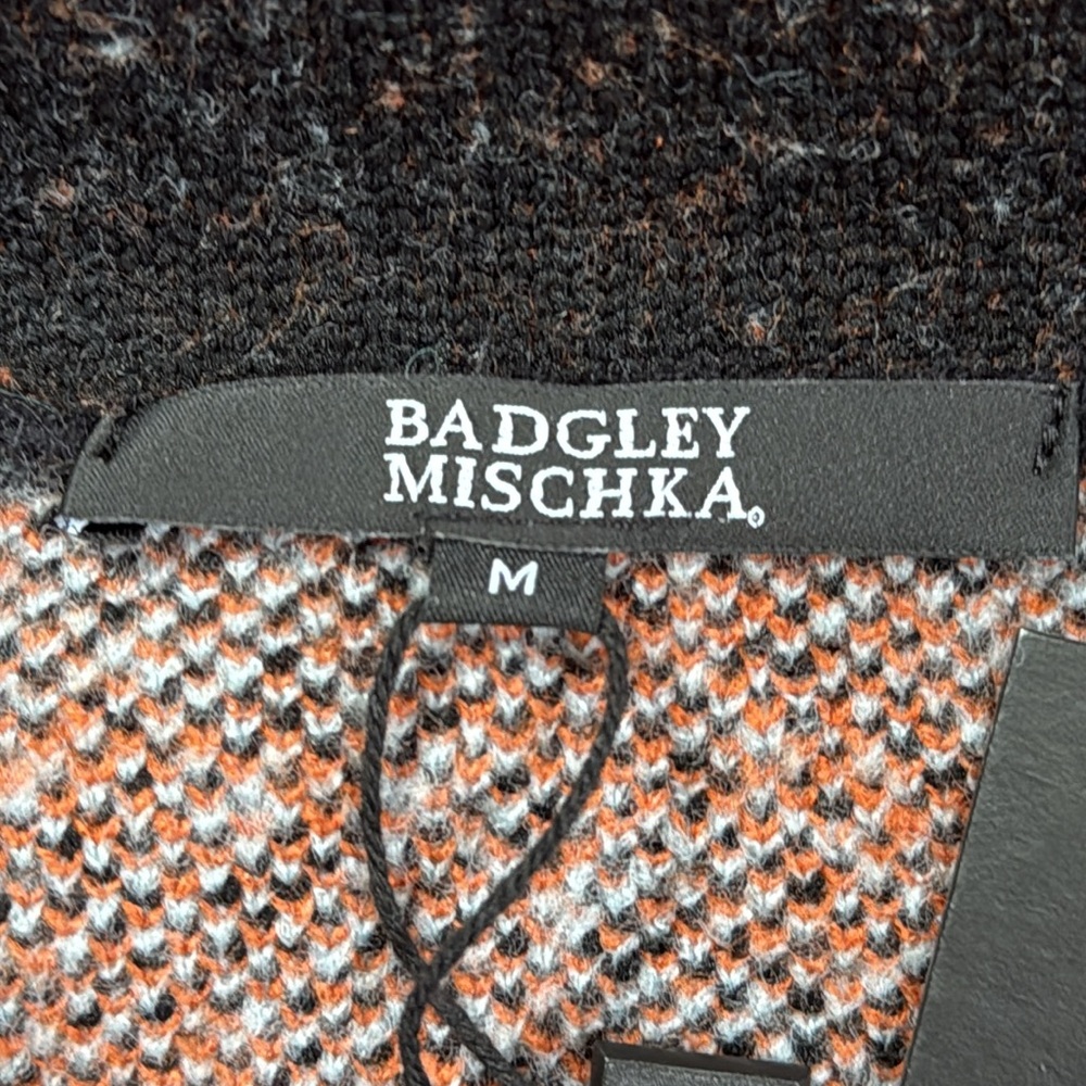 New Badgley Mischka Orange, Black and blue sweater Coat. Size M. - Picture 16 of 16
